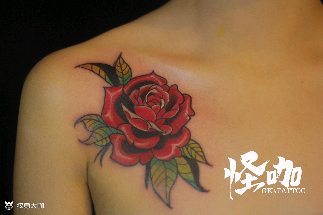 经典school玫瑰_纹身图案手稿图片_蛙蛙的纹身作品集