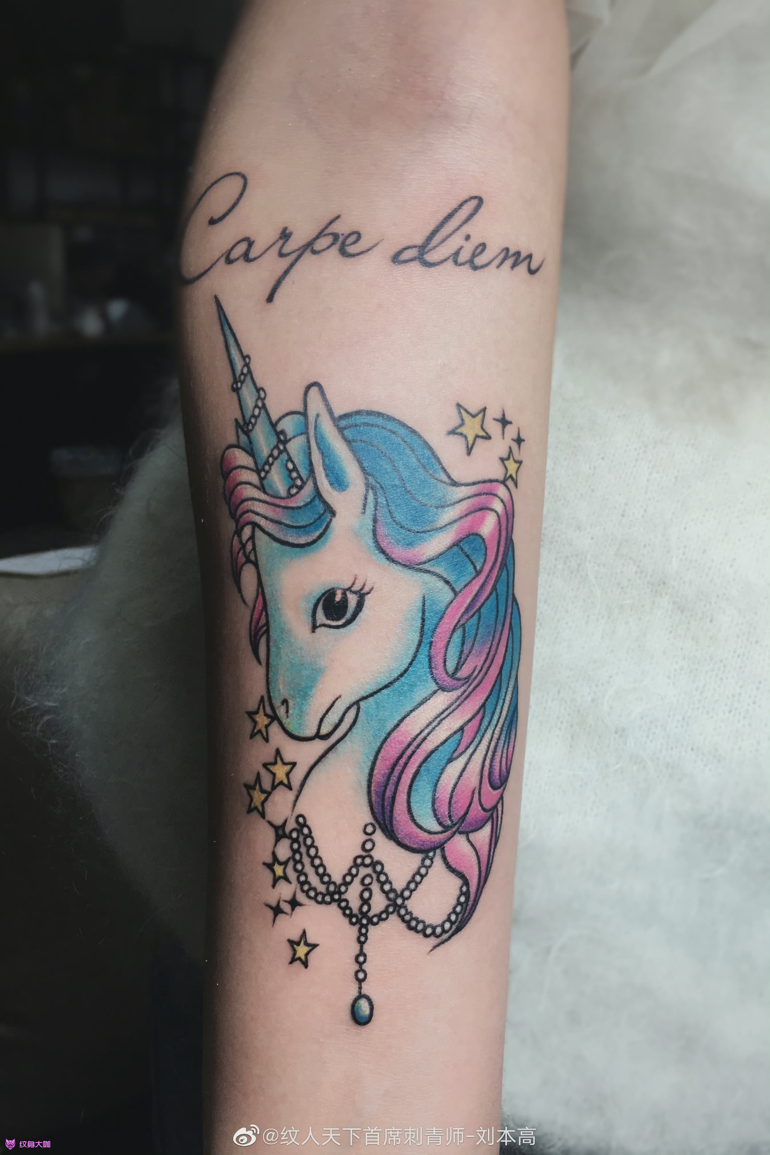 独角兽_纹身图案手稿图片_刘本高的纹身作品集