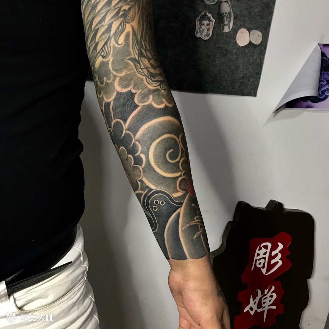 老传统花臂_纹身图案手稿图片_郑州文身师雕清的纹身作品集