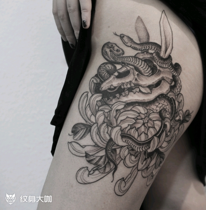 《蛇盘兔》_纹身图案手稿图片_云鹤的纹身作品集