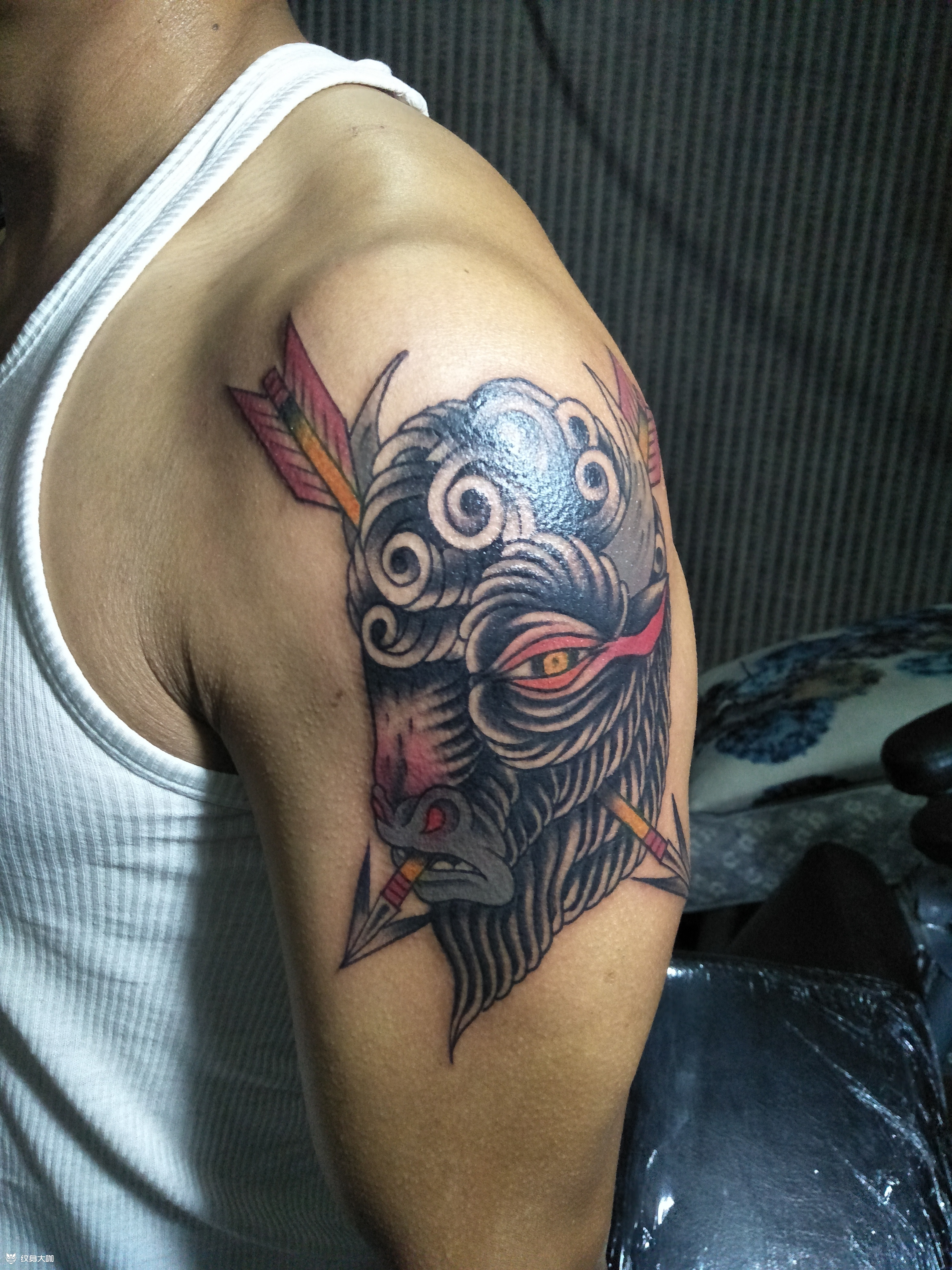 牛头_纹身图案手稿图片_梁继宽的纹身作品集