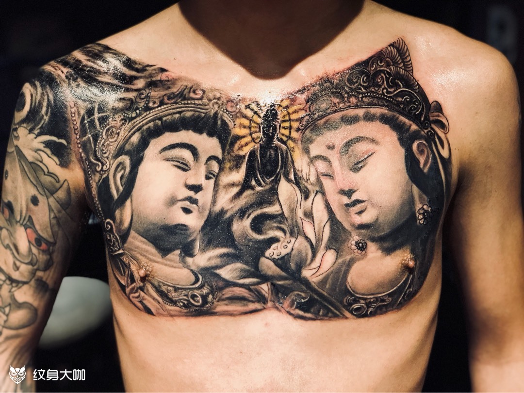 文殊普贤如来_纹身图案手稿图片_邓杨的纹身作品集