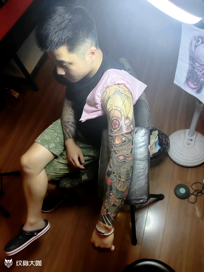 鬼武士花臂_纹身图案手稿图片_丁先生的纹身作品集