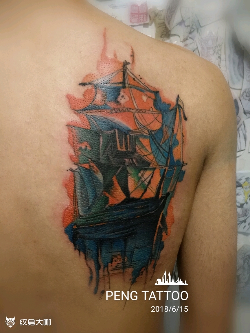 黑珍珠号_纹身图案手稿图片_答毅鹏的纹身作品集