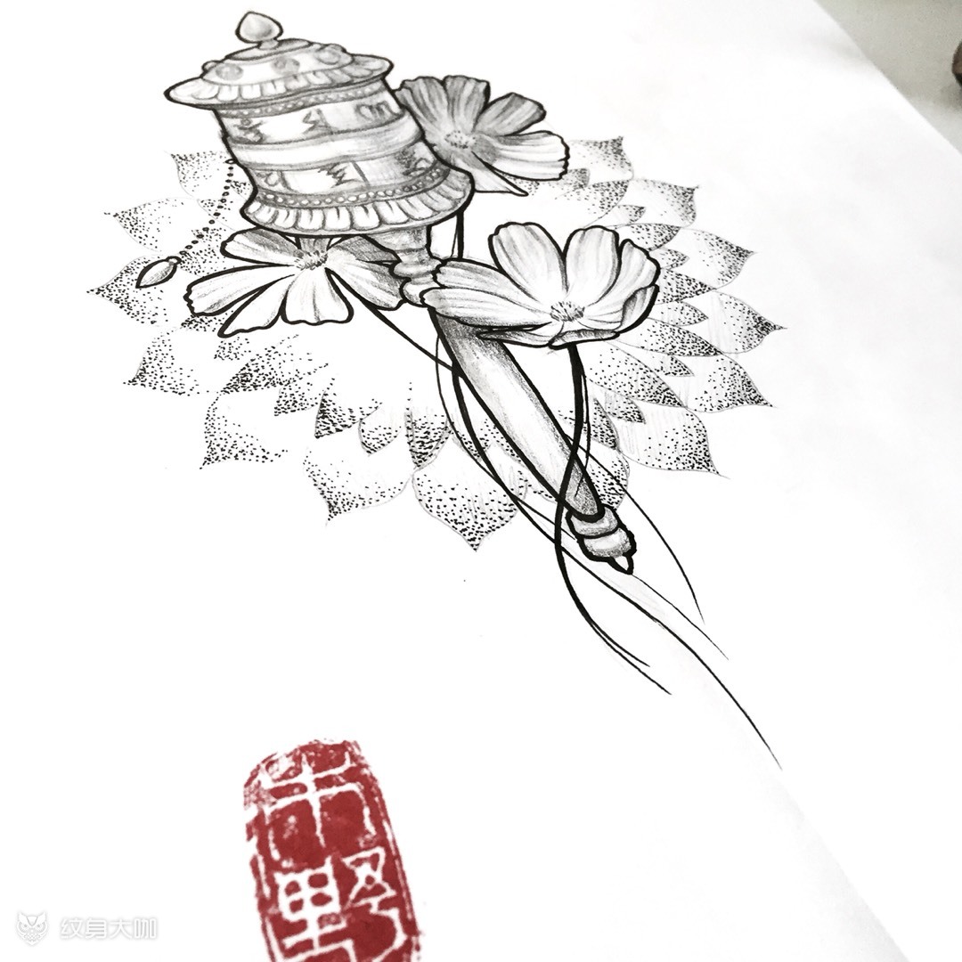 藏式纹身_纹身图案手稿图片_加利的纹身作品集