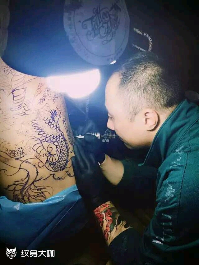 满背龙_纹身图案手稿图片_大猫的纹身作品集