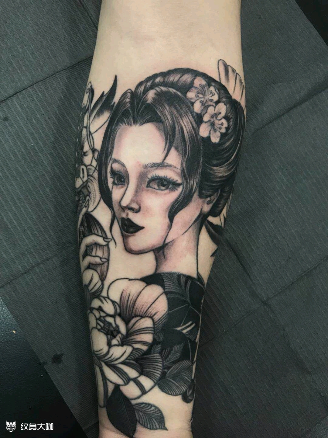 艺伎_纹身图案手稿图片_张亮的纹身作品集