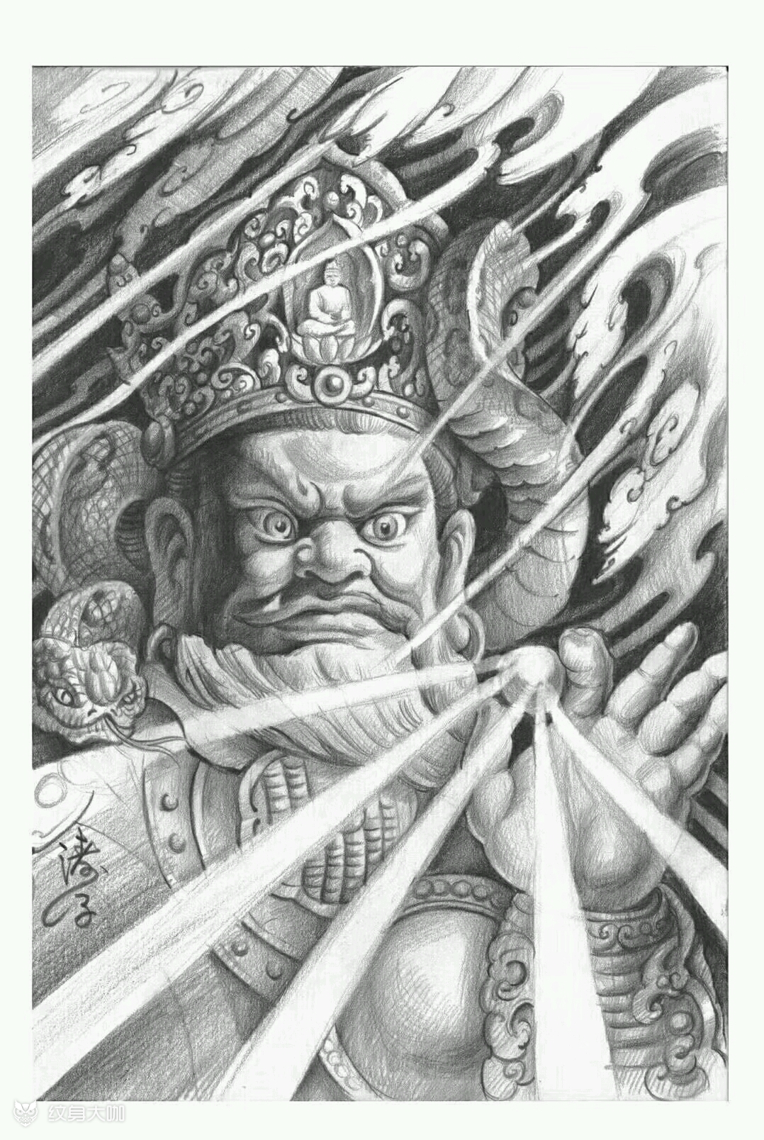 四大天王_纹身图案手稿图片_针绣堂 良子的纹身作品集