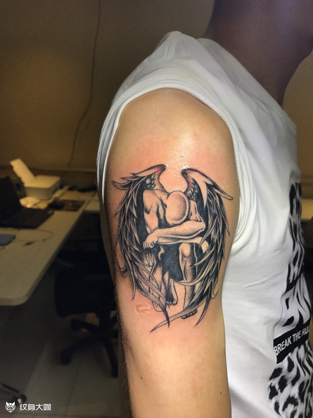大臂天使_纹身图案手稿图片_郝海涛的纹身作品集