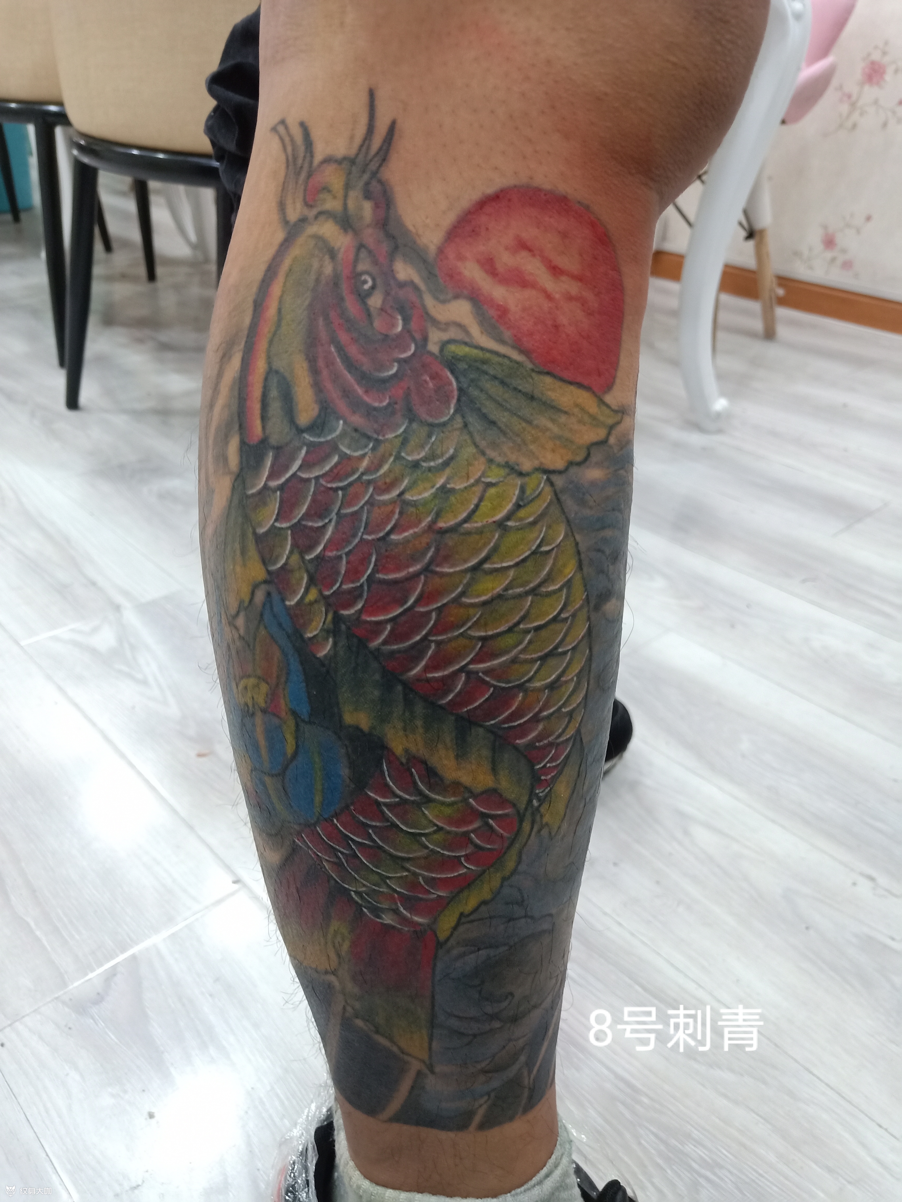 鲤鱼遮盖,_纹身图案手稿图片_田成玉的纹身作品集