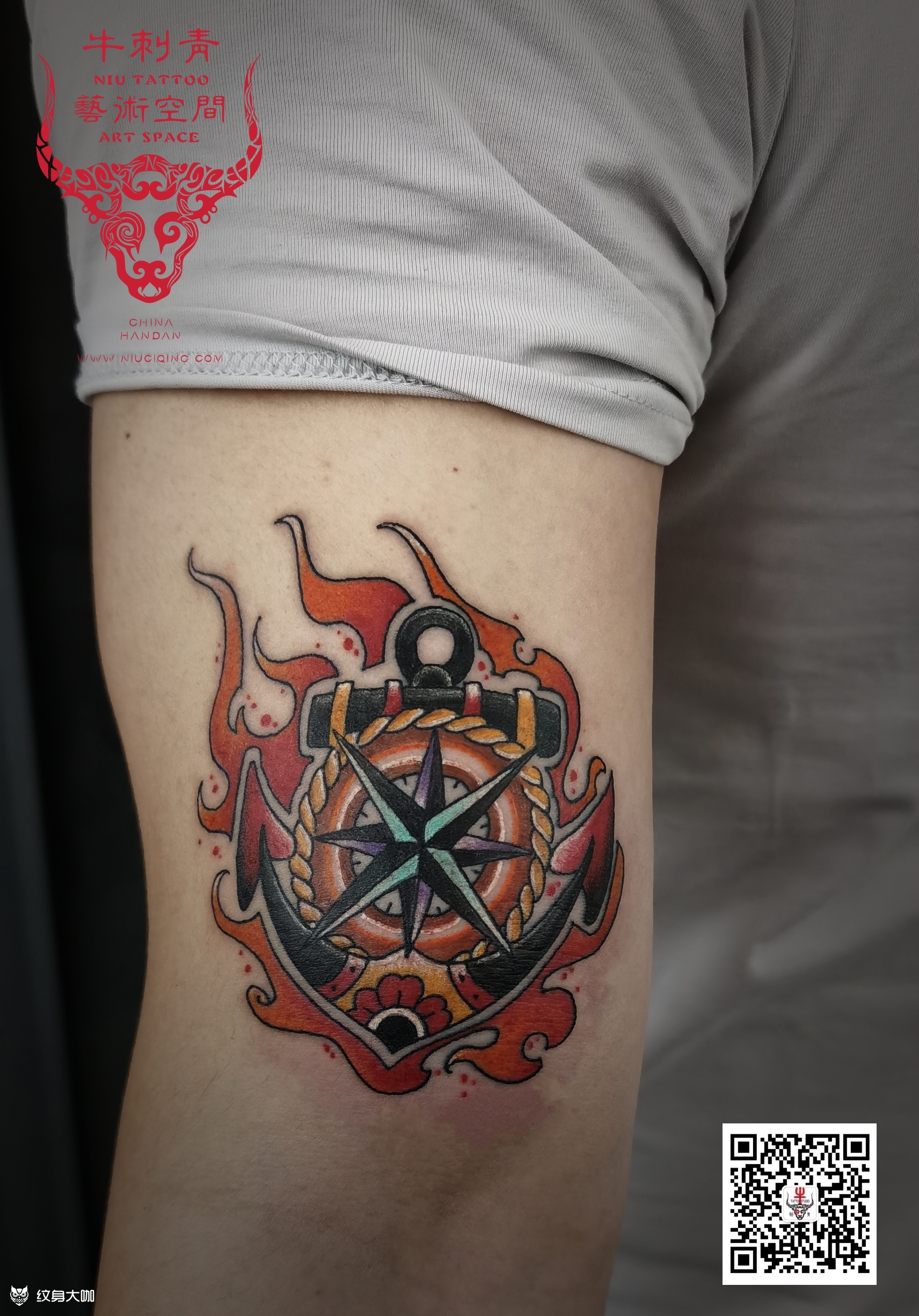指南针 船锚_纹身图案手稿图片_牛晋北的纹身作品集
