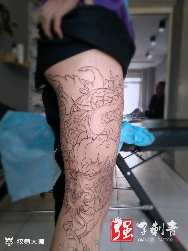 大腿龙线条_纹身吧社区 - 纹身大咖
