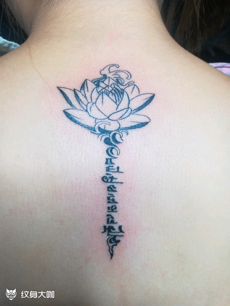 荷花梵文_纹身图案手稿图片_宋红星的纹身作品集