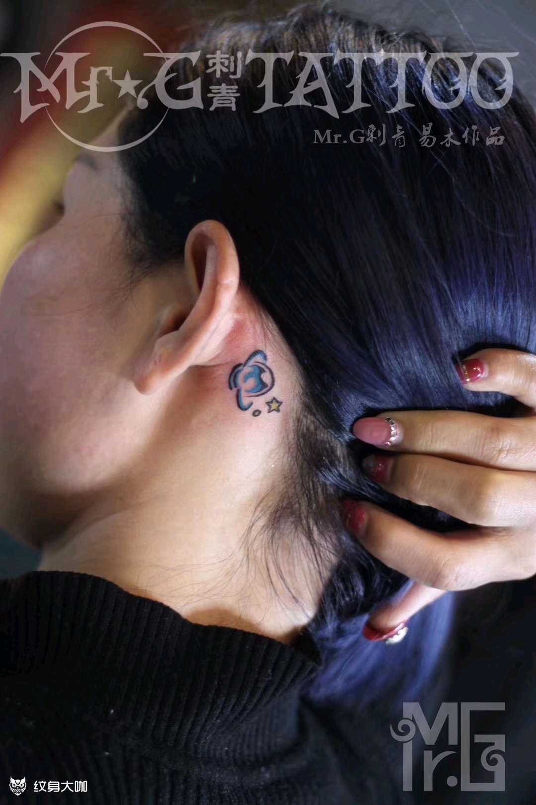 耳后小图.星球_纹身图案手稿图片_阳的纹身作品集