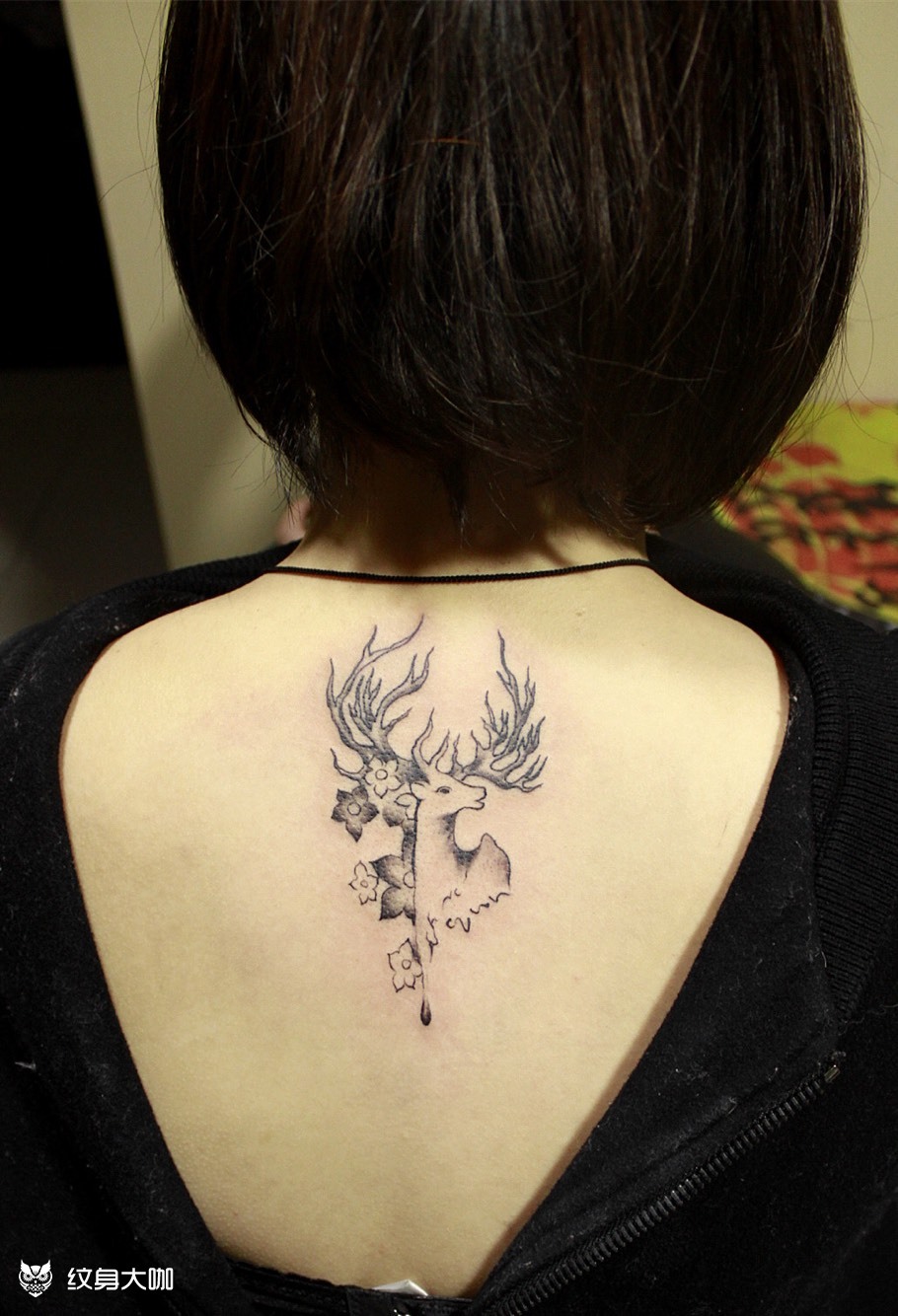 鹿头_纹身图案手稿图片_阿龙的纹身作品集
