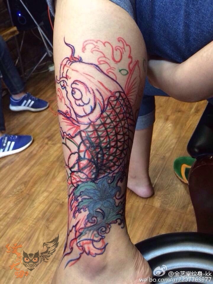 花腿鲤鱼_纹身图案手稿图片_kk的纹身作品集