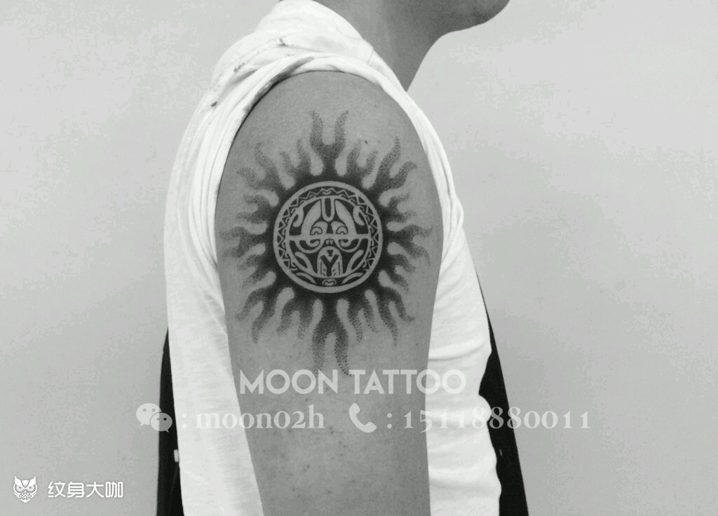 大臂外侧太阳图腾_纹身图案手稿图片_小月的纹身作品集