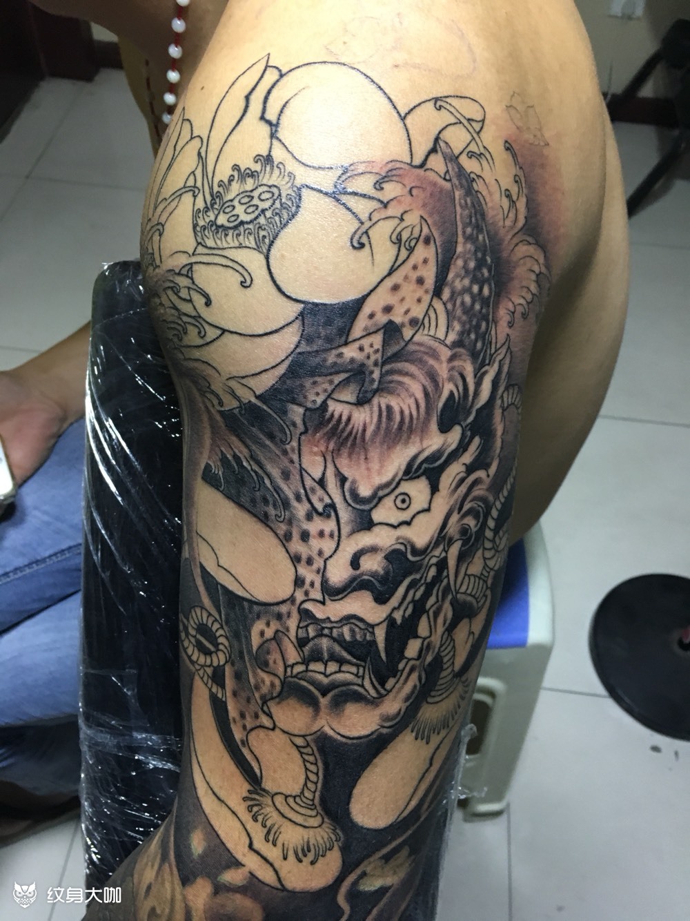 大臂般若未完_纹身图案手稿图片_阿龙的纹身作品集