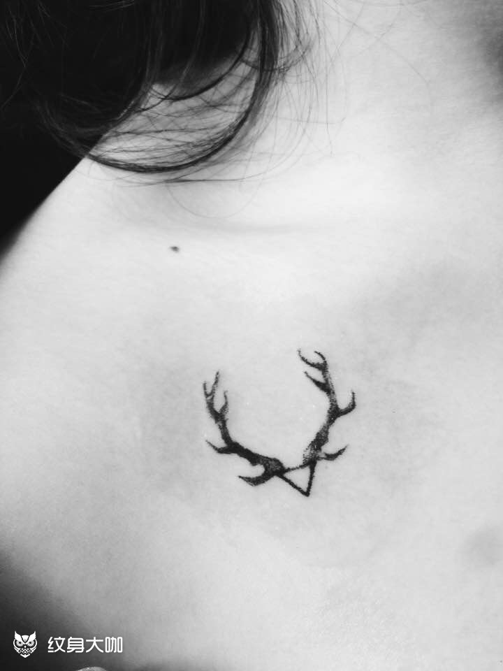 鹿角_纹身图案手稿图片_由之的纹身作品集