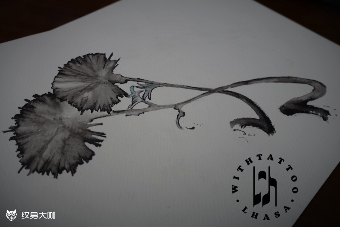 合欢花_纹身图案手稿图片_夏冰的纹身作品集