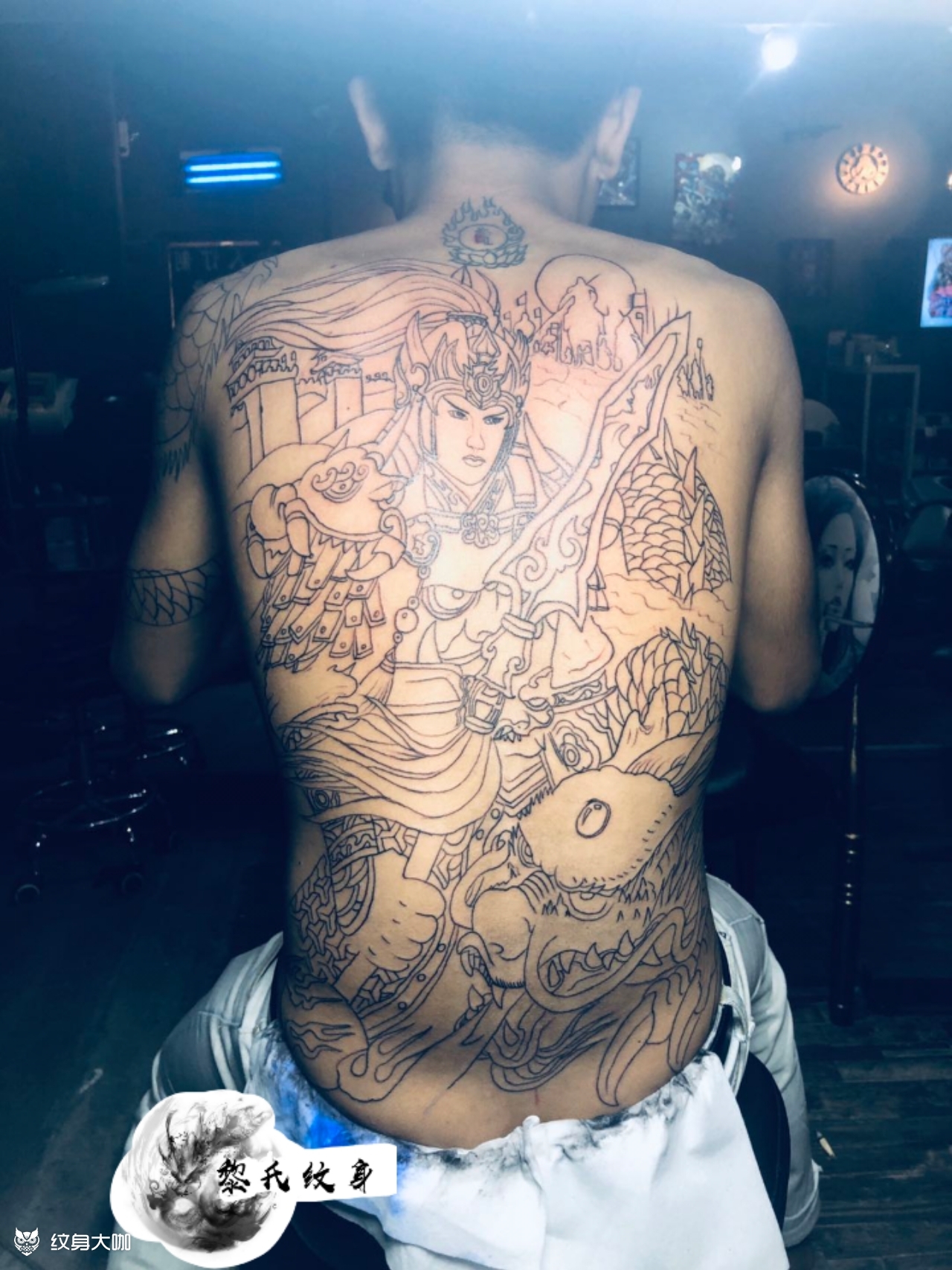 满背赵子龙线条_纹身图案手稿图片_tattoo小红的纹身作品集