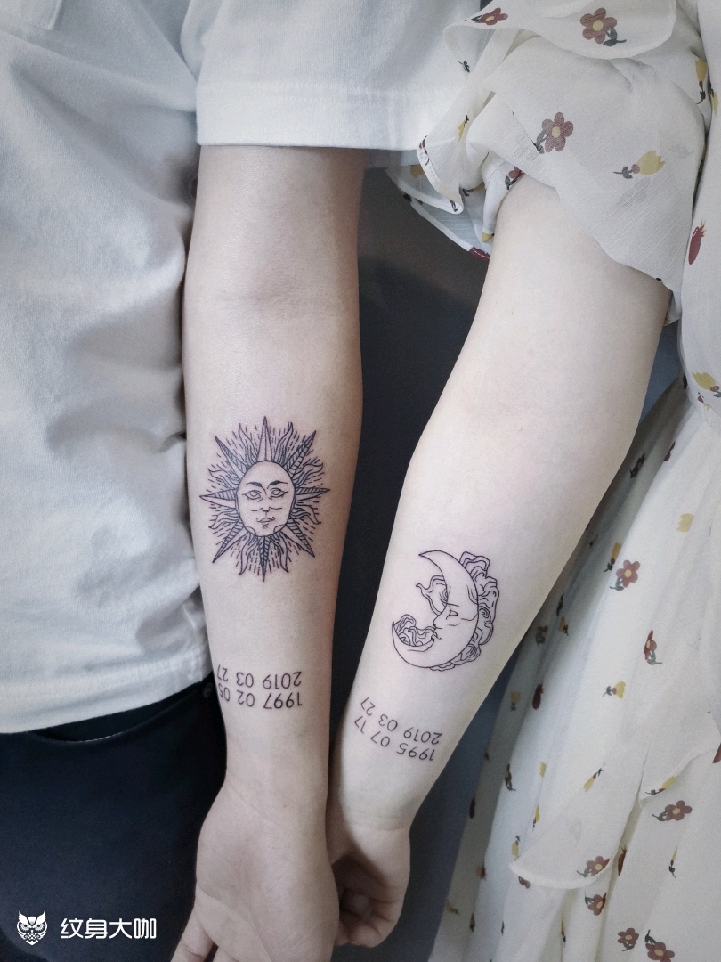 太阳月亮_纹身图案手稿图片_大v的纹身作品集