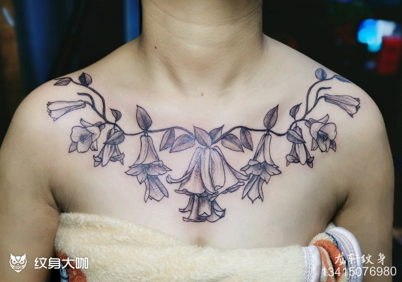 胸前花藤_纹身图案手稿图片_龙轩的纹身作品集
