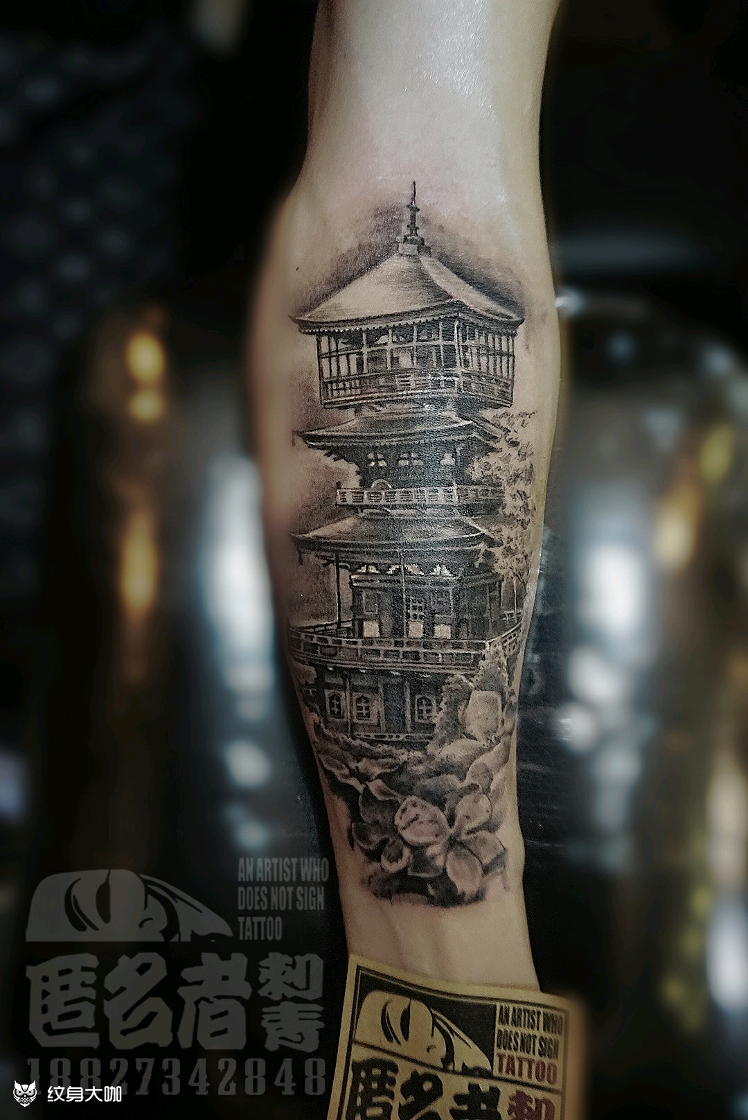 琉璃宝塔_纹身图案手稿图片_广州匿名者 -李根的纹身作品集