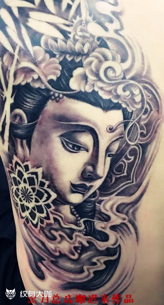 半背观音_纹身图案手稿图片_谢迟来的纹身作品集