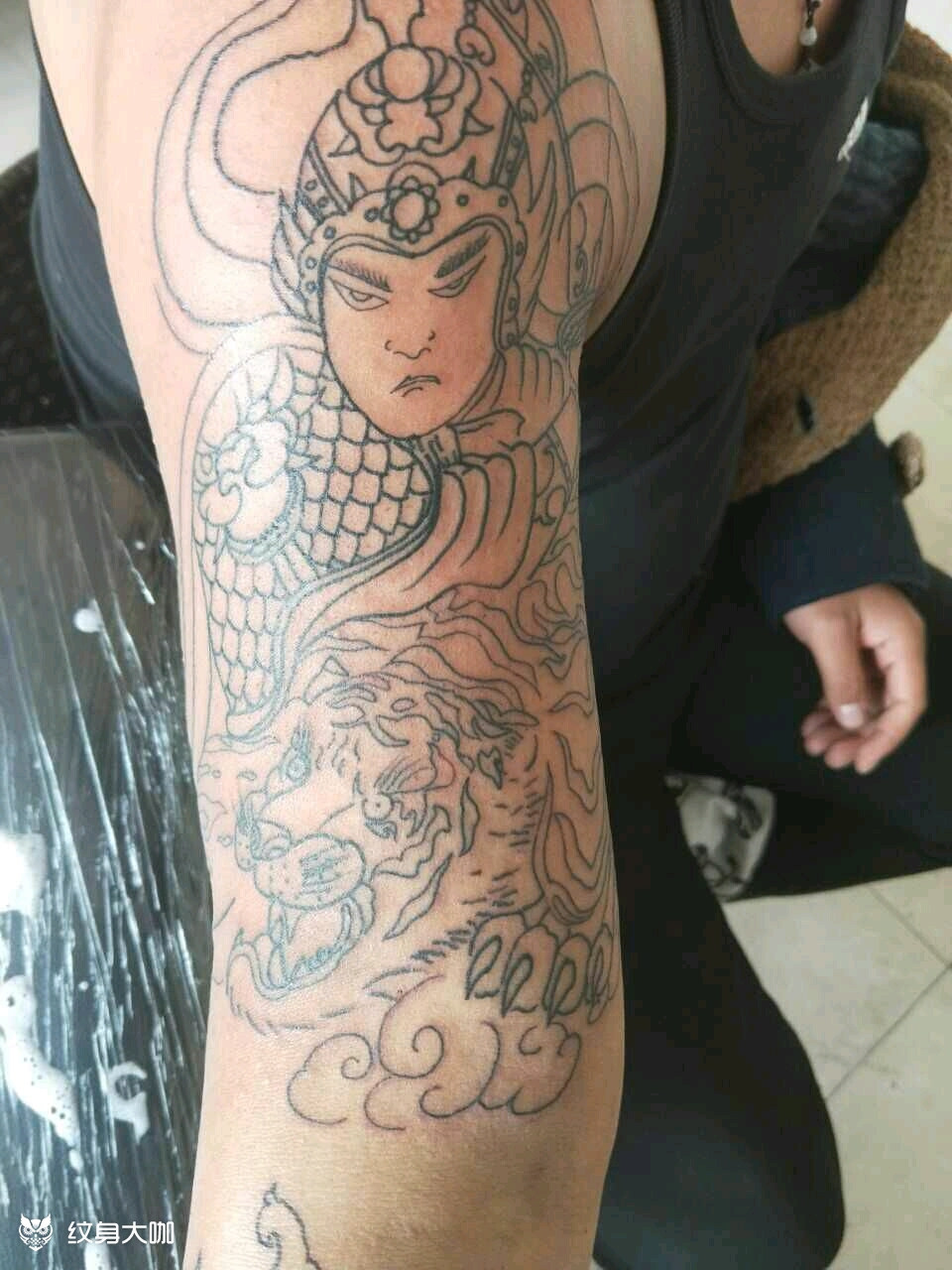 赵云和下山虎线条_纹身图案手稿图片_鹏纹艺画的纹身作品集