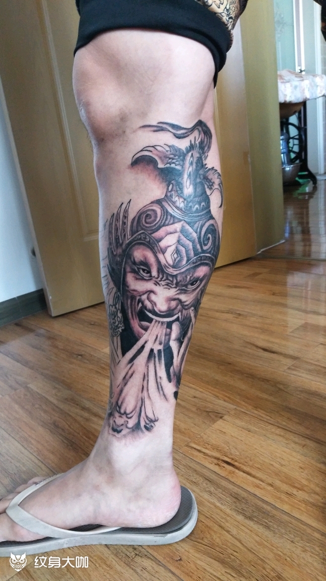 哼哈二将进行中_纹身图案手稿图片_胡靖祥的纹身作品集