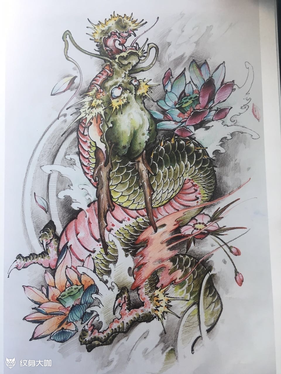 龙,鹤,蛇,鱼,般若_纹身图案手稿图片_啊闹的纹身作品集