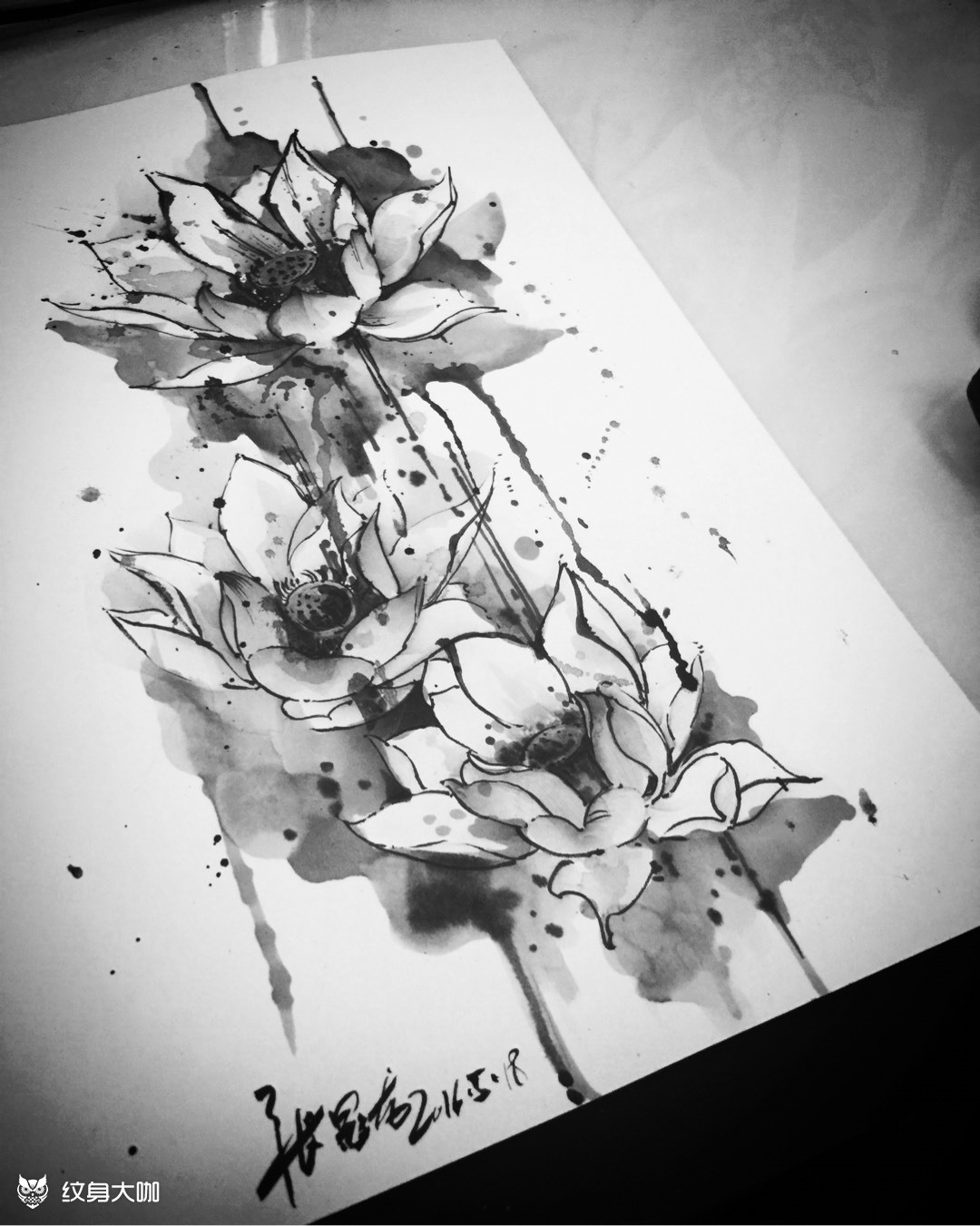 帮客人设计的花臂图_纹身图案手稿图片_纹艺犯acan的纹身作品集