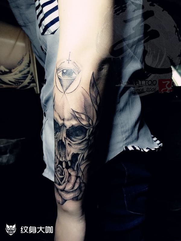小臂骷髅_纹身图案手稿图片_亮子的纹身作品集