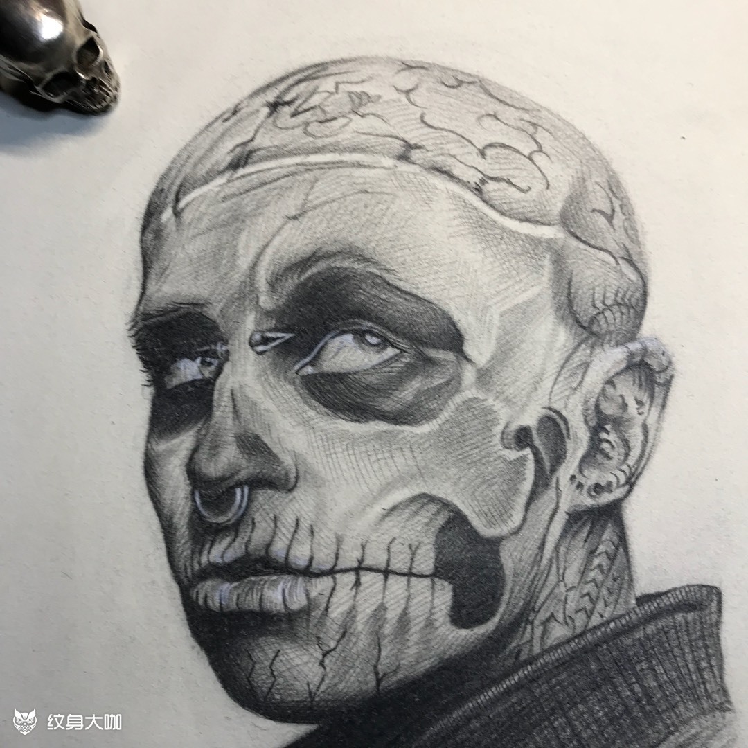 僵尸男孩_纹身图案手稿图片_古髅kone的纹身作品集