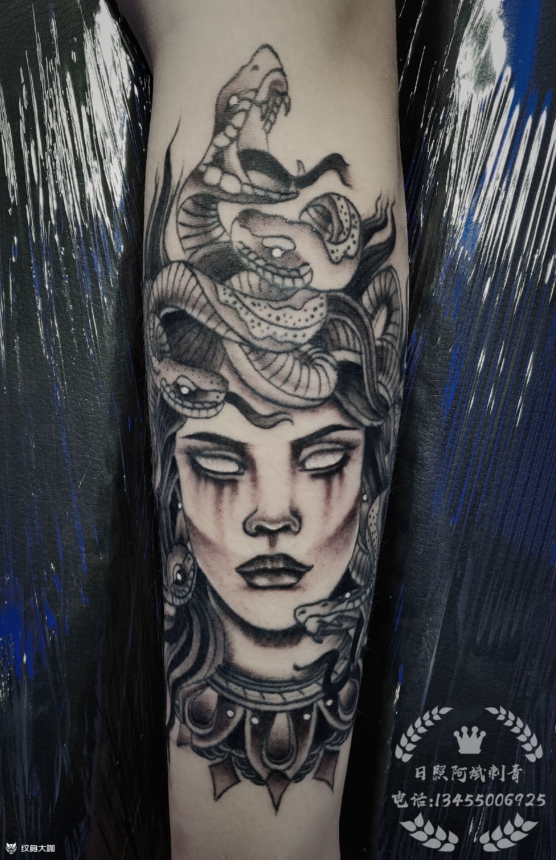 美杜莎_纹身图案手稿图片_阿斌的纹身作品集