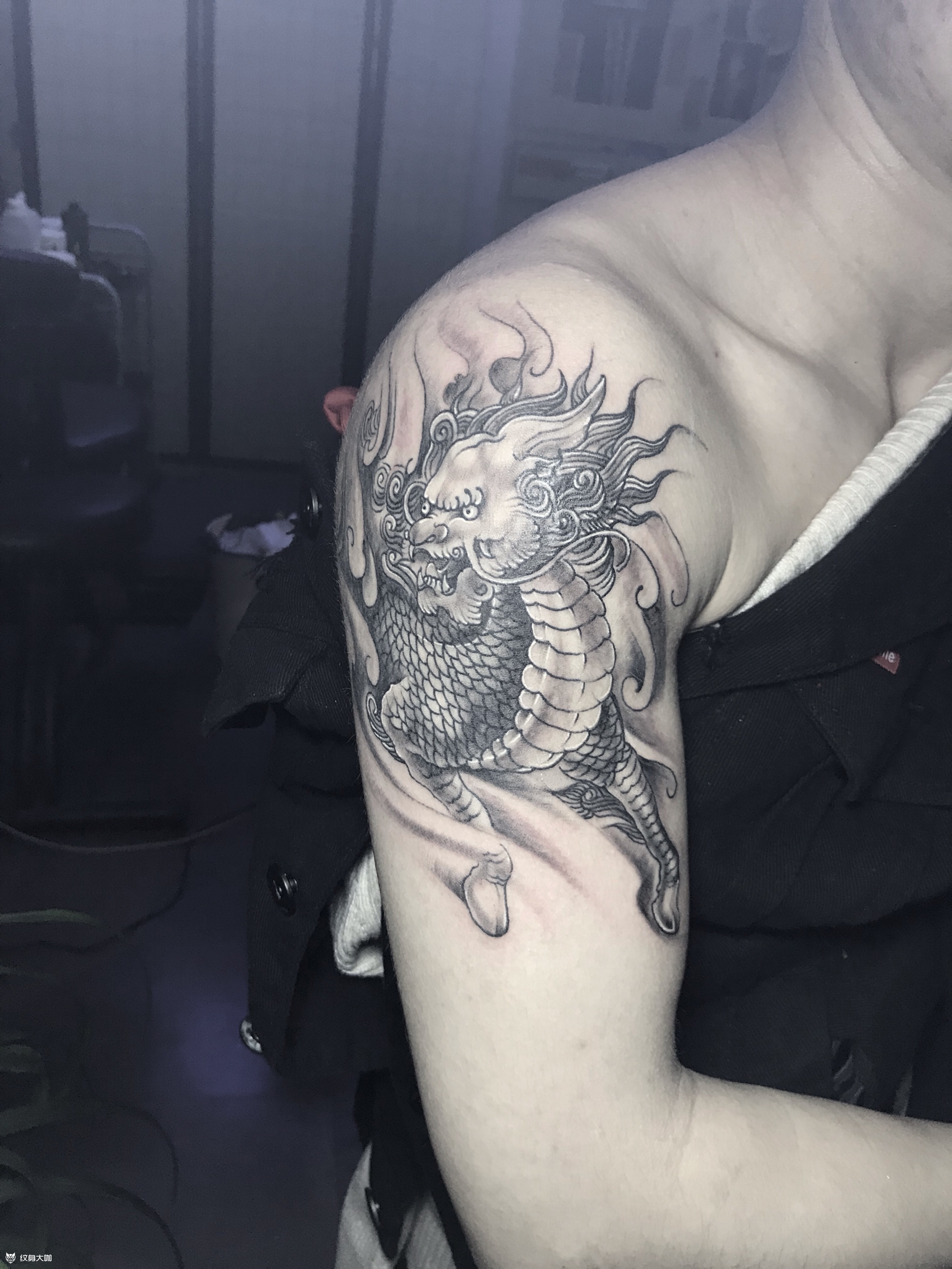 麒麟_纹身图案手稿图片_谢毅的纹身作品集