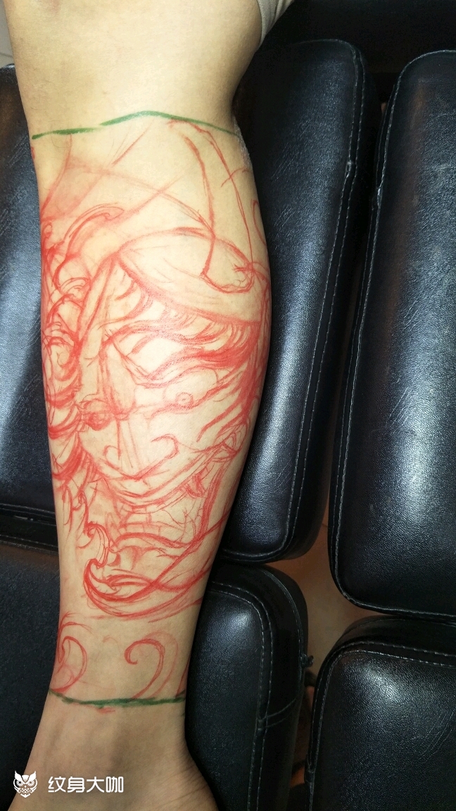 包小腿班诺艺妓 恢复好效果 _纹身图案手稿图片_思纹人的纹身作品集