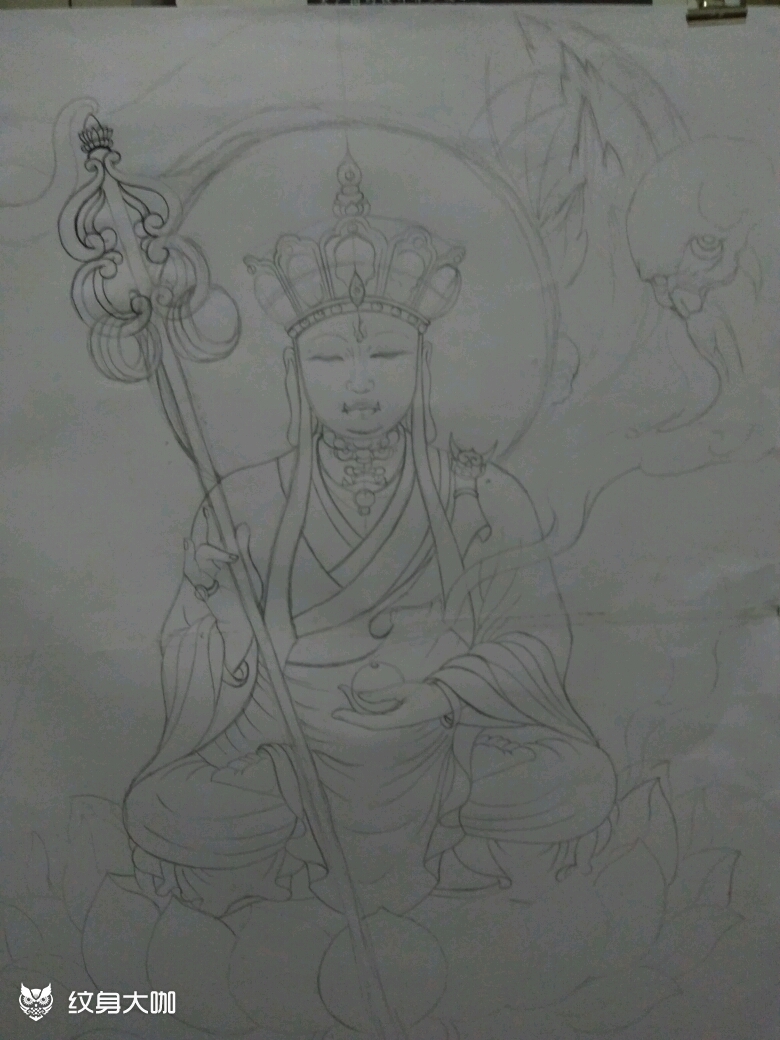 地藏王_纹身图案手稿图片_王国玉的纹身作品集