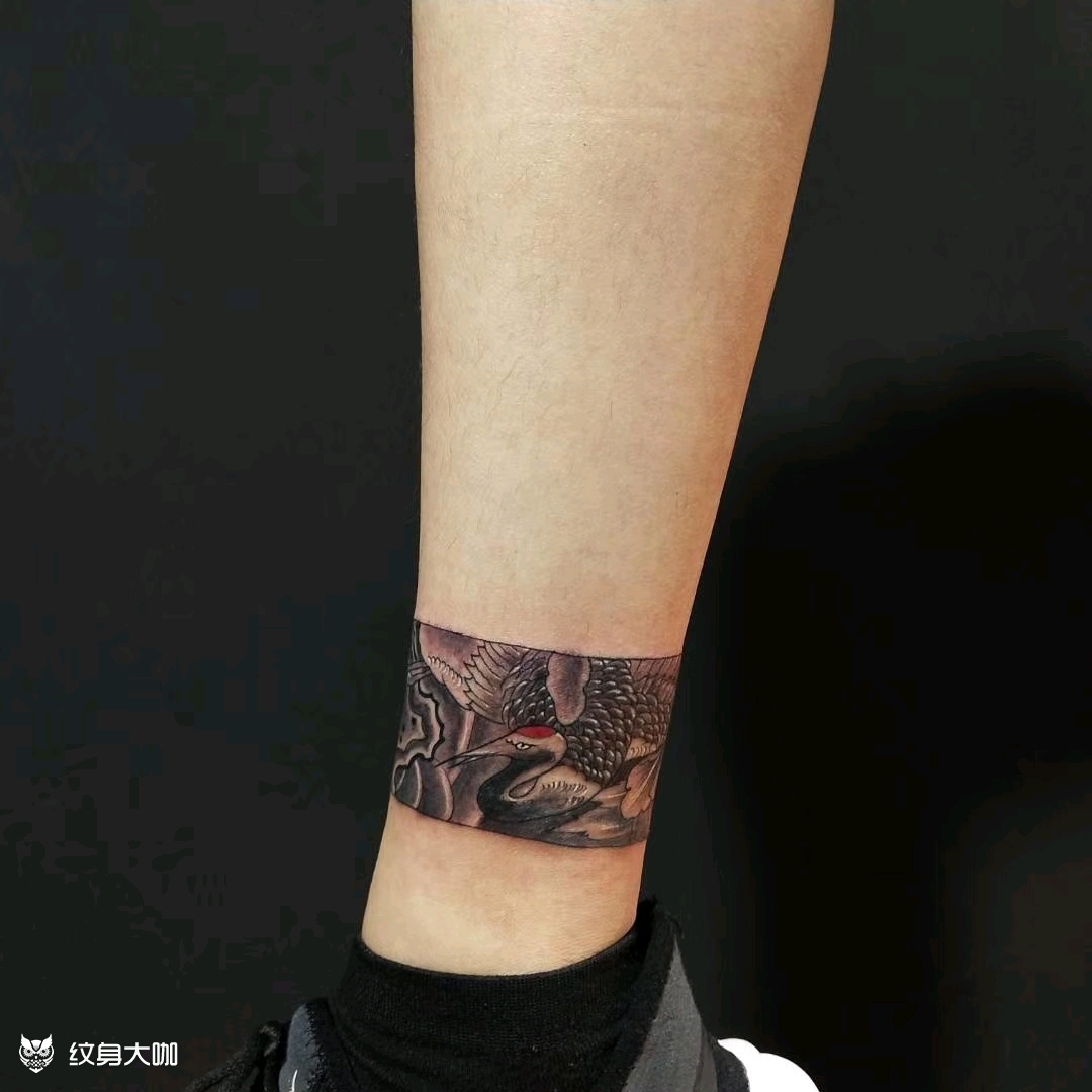 仙鹤腿环_纹身图案手稿图片_王冰的纹身作品集