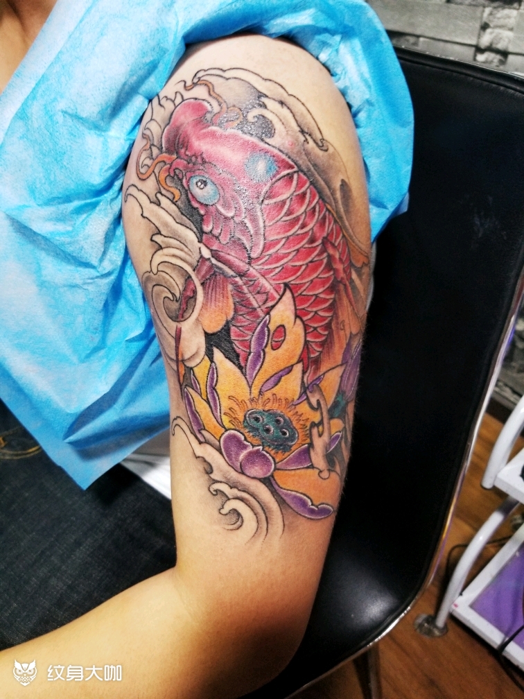 大臂锦鲤_纹身图案手稿图片_王恒的纹身作品集