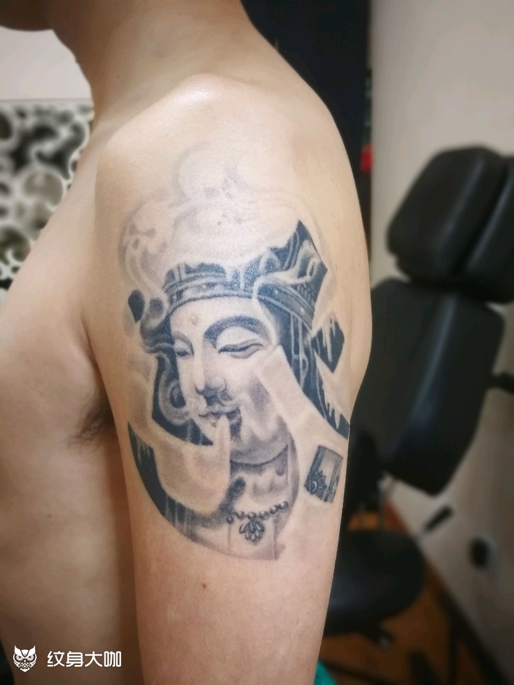 地藏菩萨恢复后效果～_纹身图案手稿图片_榔头的纹身作品集