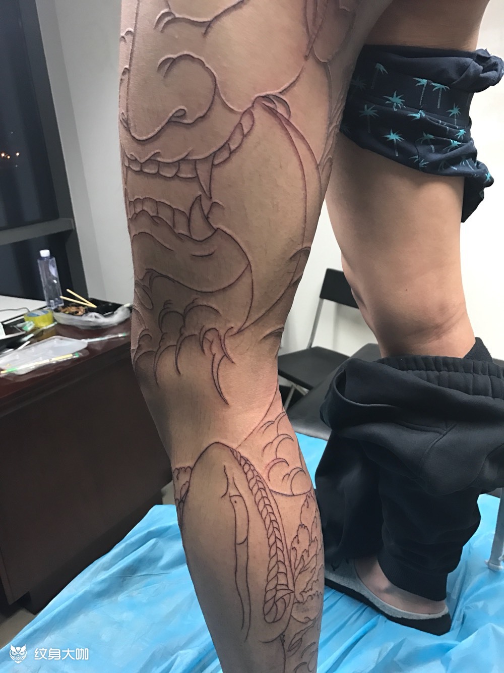 般若 蟒 包腿 未完_纹身图案手稿图片_恒赐-庆次的纹身作品集