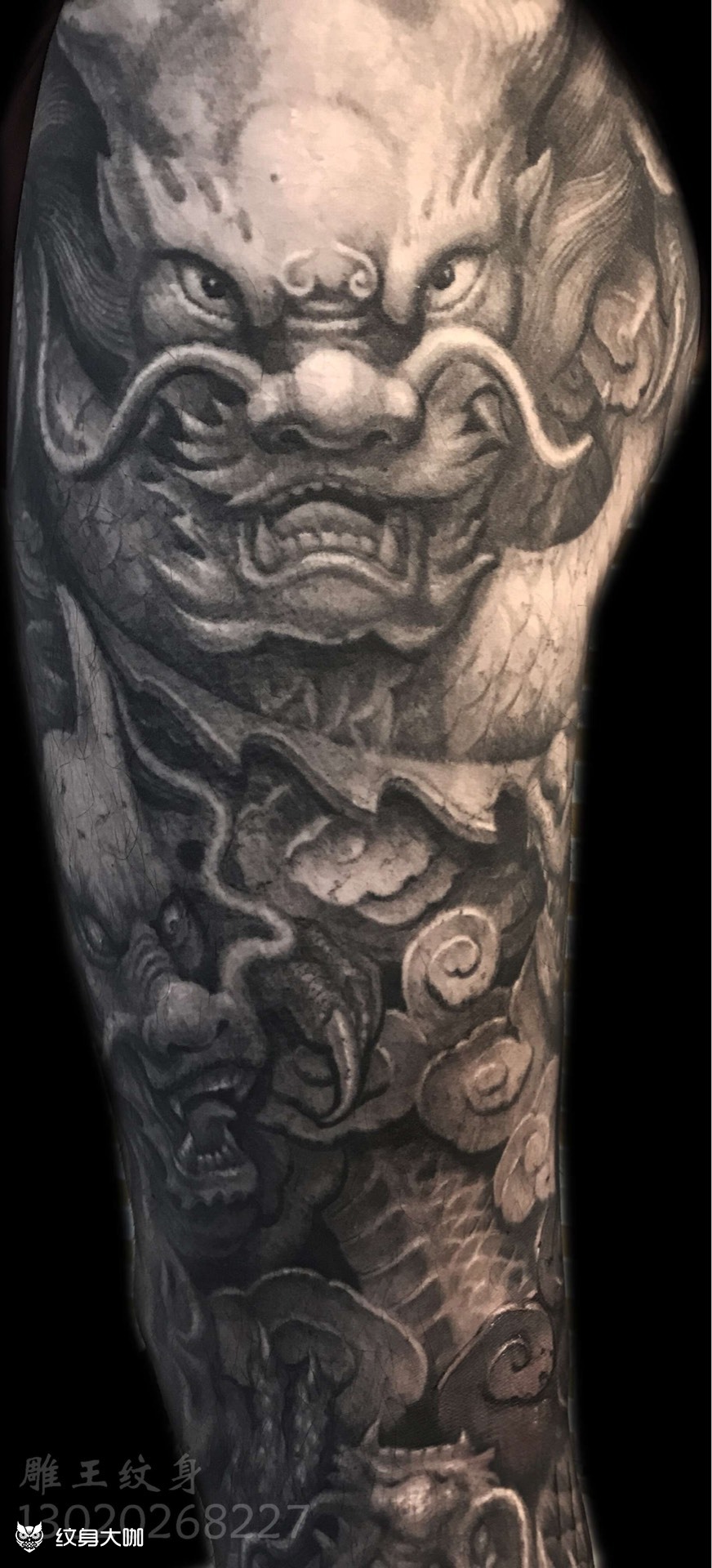 《九龙柱》2年前的石雕作品,还_纹身吧社区 - 纹身大咖