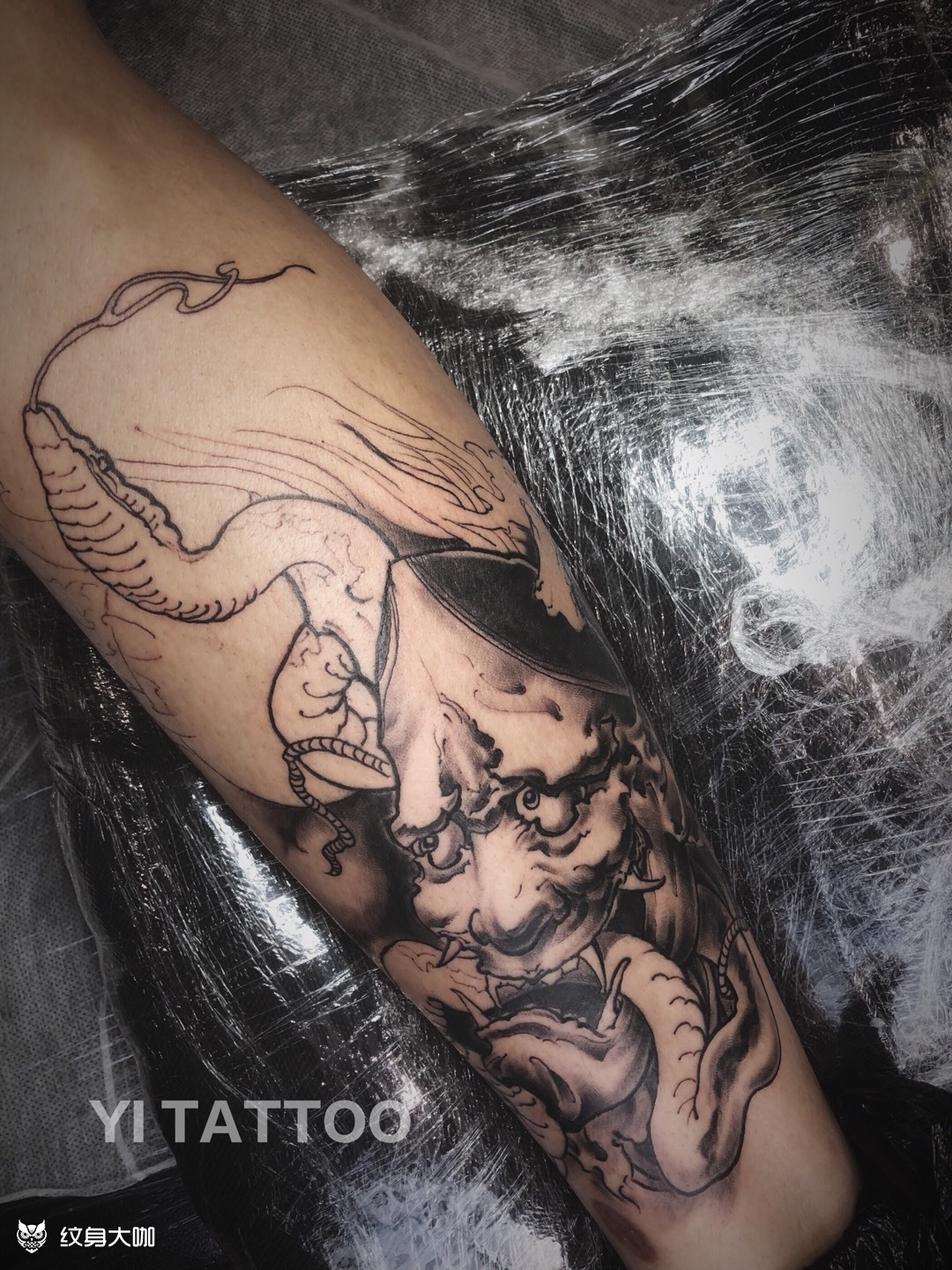 未完成 般若戏蛇_纹身图案手稿图片_国辉的纹身作品集