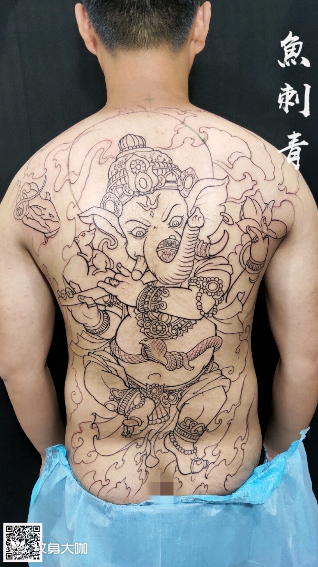 满背象神(未完)_纹身图案手稿图片_天津鱼tattoo的纹身作品集