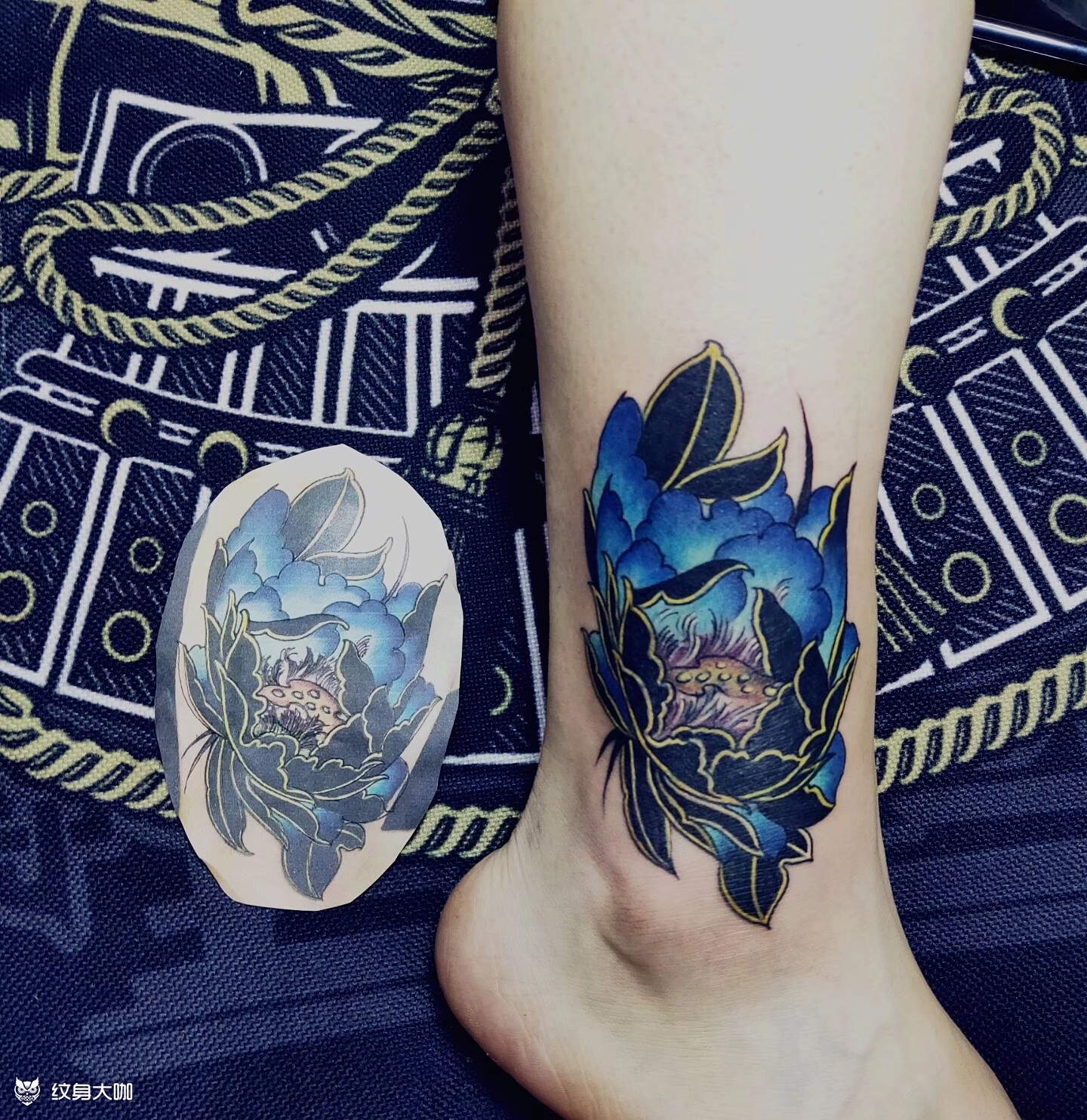 昙花_纹身图案手稿图片_李恩根的纹身作品集