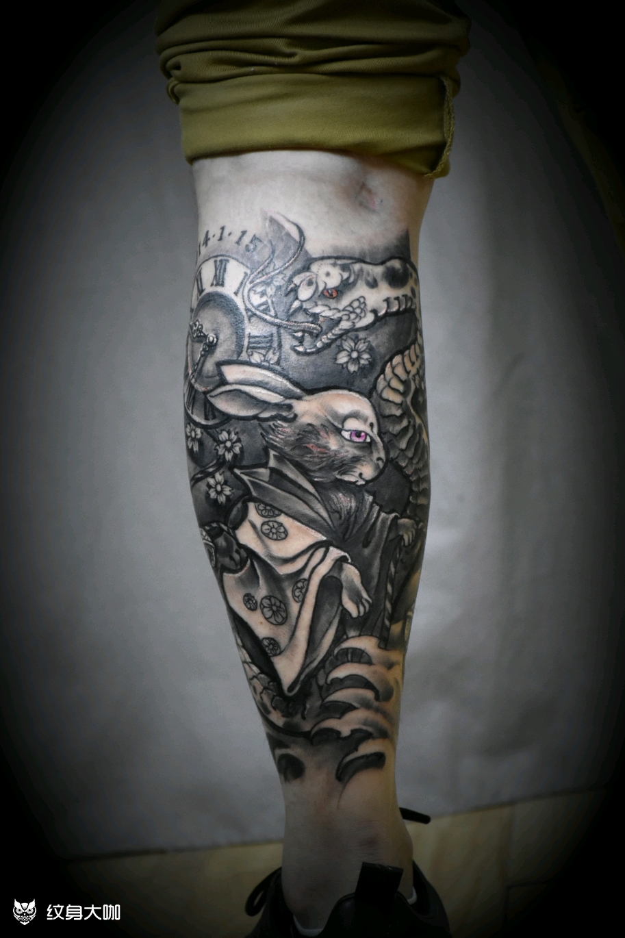 蛇·兔_纹身图案手稿图片_old liu 的纹身作品集