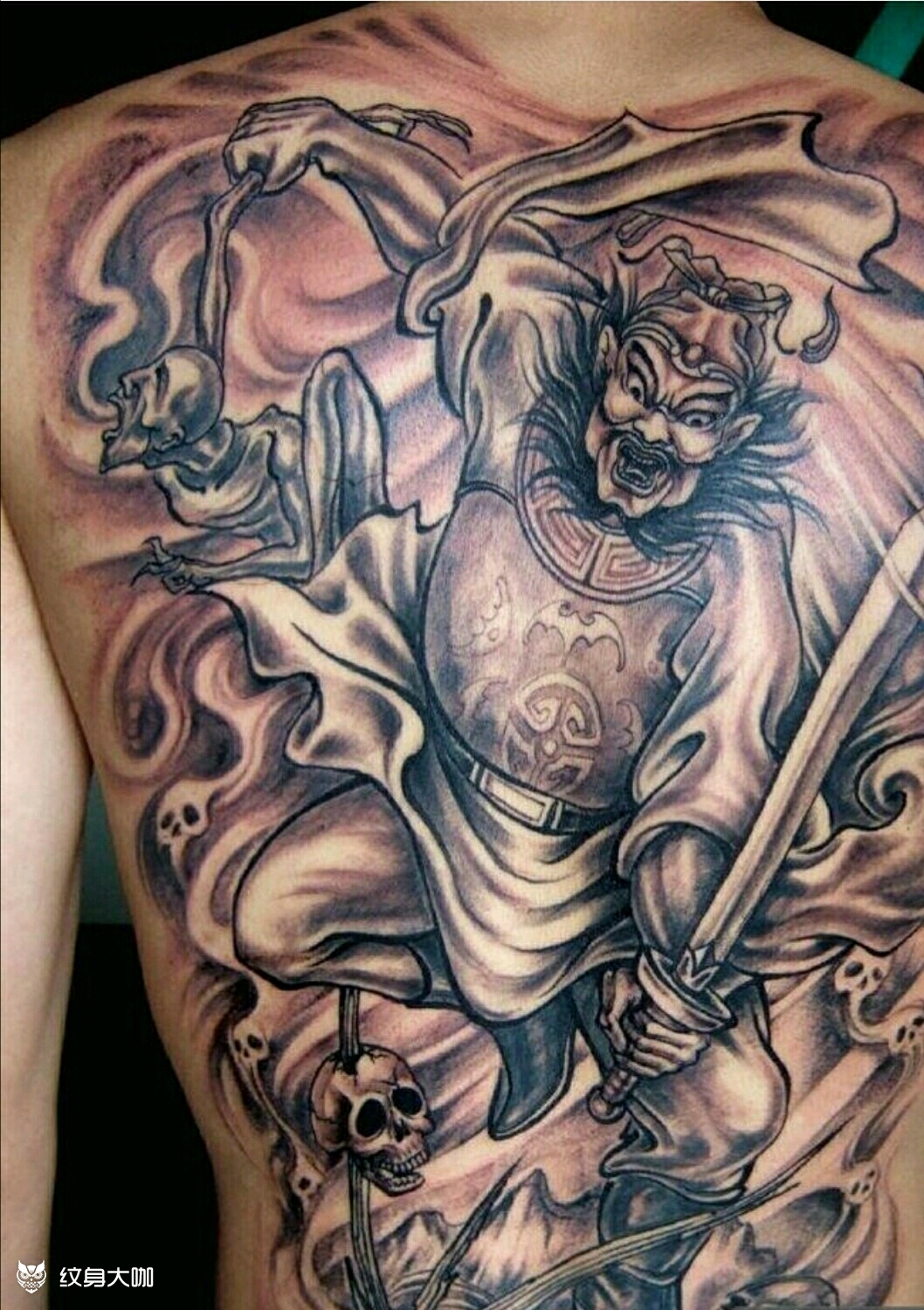 满背钟馗_纹身图案手稿图片_华子的纹身作品集