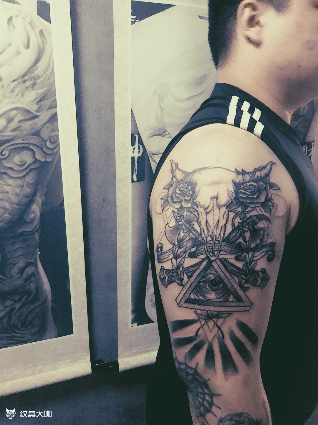 牛头_纹身图案手稿图片_千伶的纹身作品集